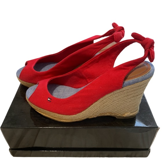 Tommy Hilfiger Shoes - NWOT Tommy Hilfiger Red Canvas Wedges